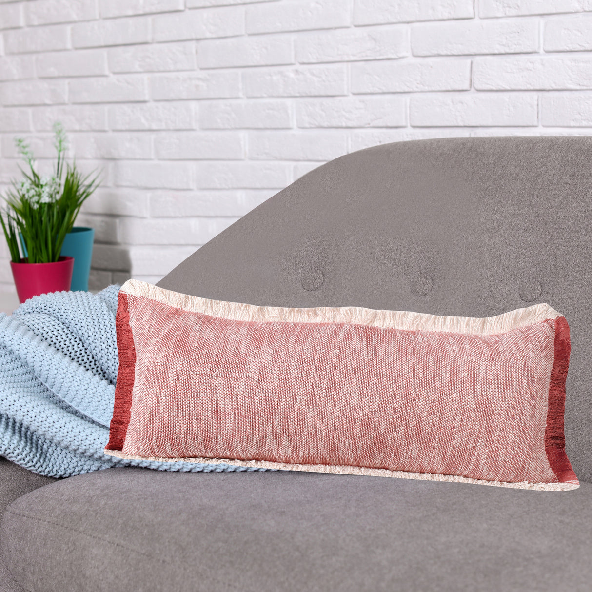 Sevita Two-Tone Cotton Fringe Throw Pillow