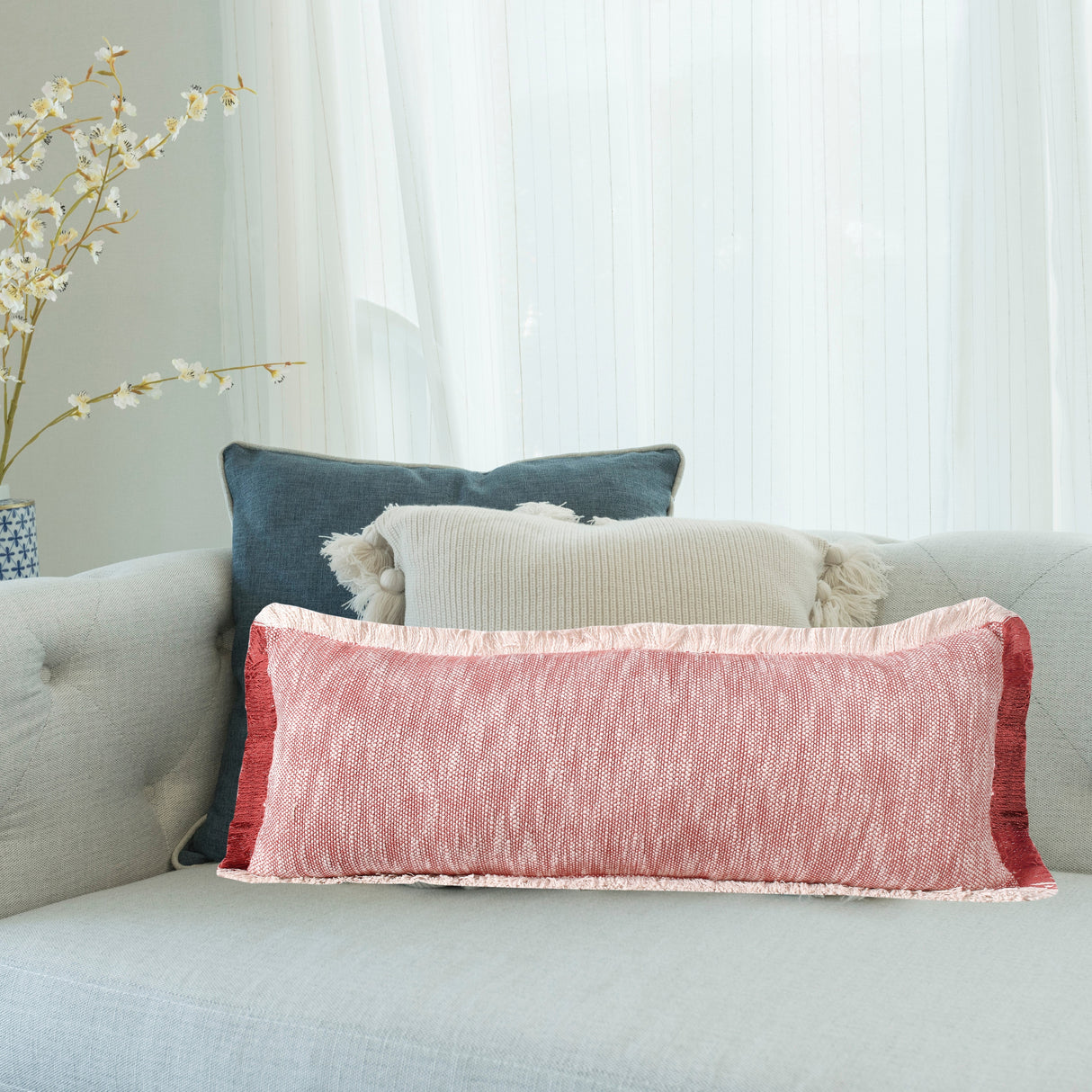 Sevita Two-Tone Cotton Fringe Throw Pillow