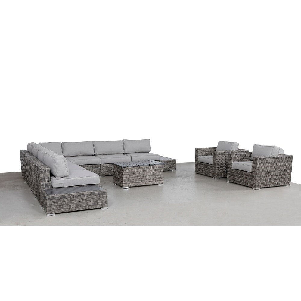 LSI 12 Piece Rattan Sectional Seating Group with Cushions