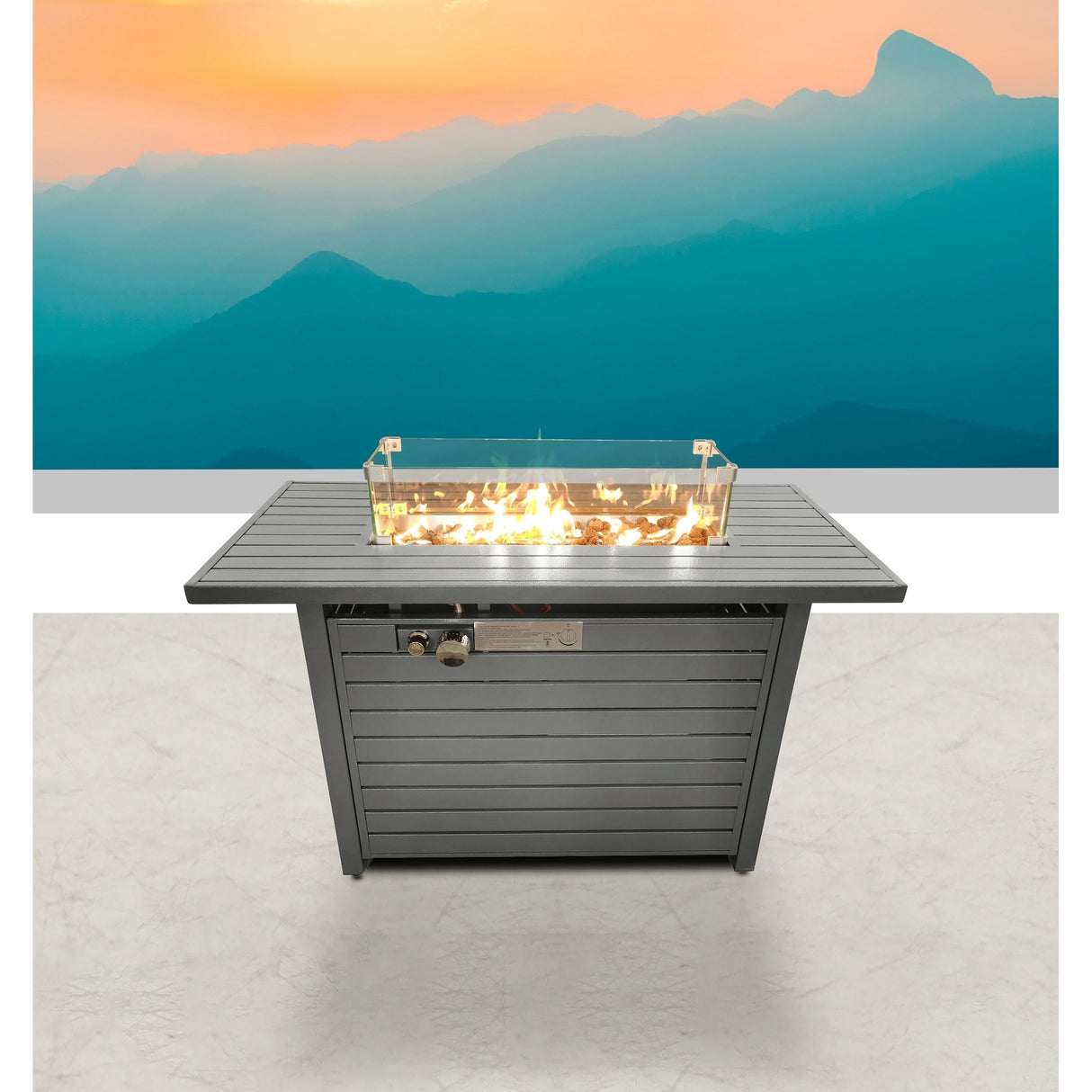 LSI 24'' H Steel Propane Outdoor Fire Pit Table with Lid - N/A