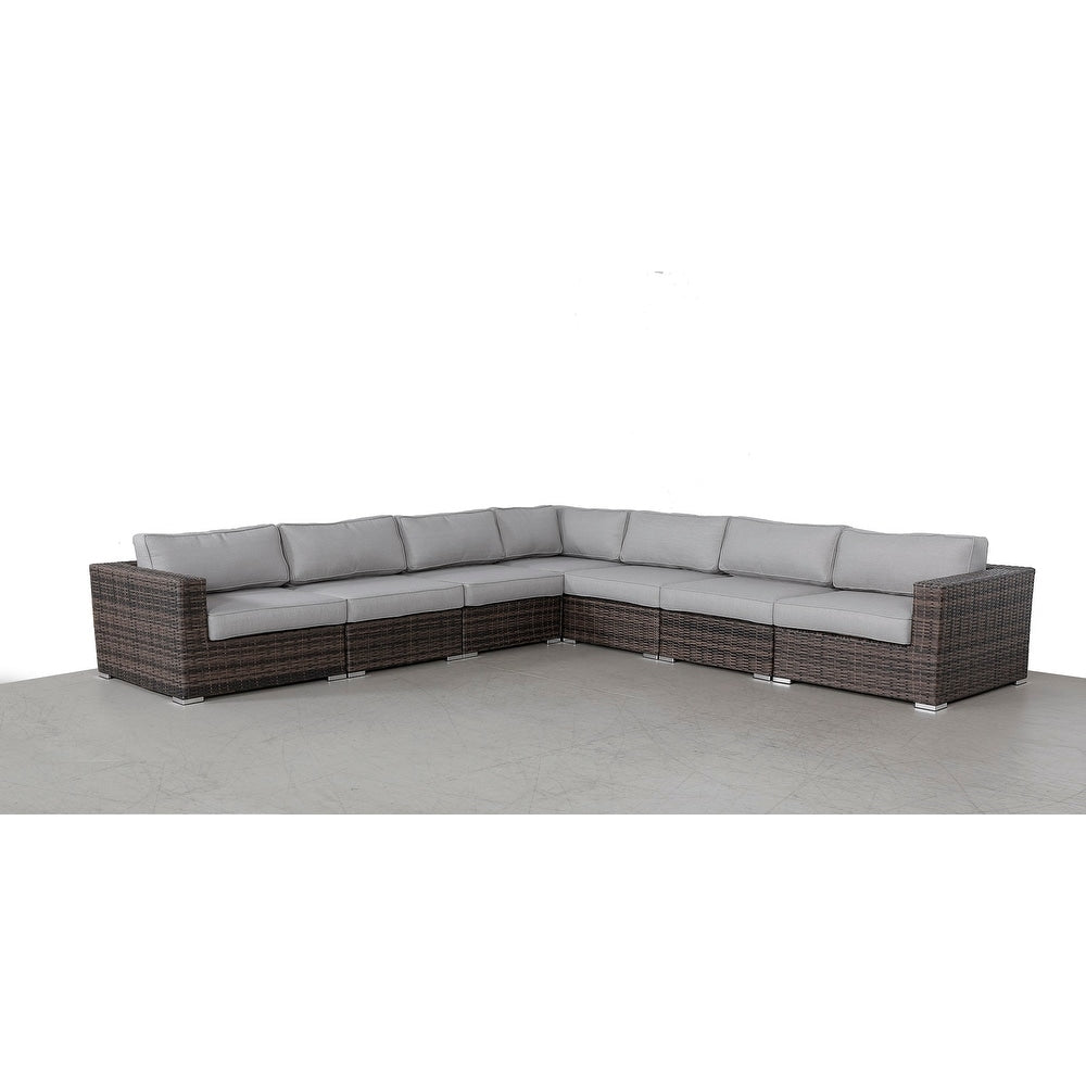 LSI 7 Piece Rattan Sectional Seating Group with Cushions