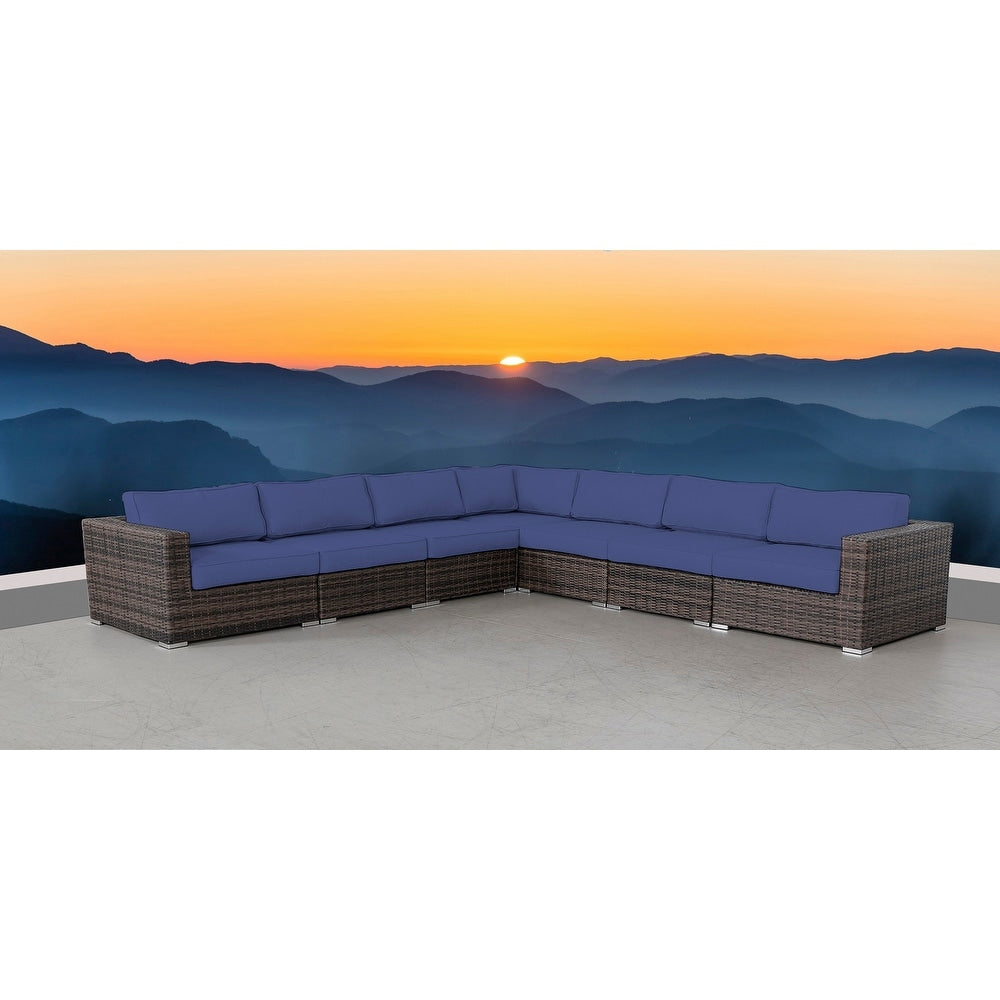 LSI 7 Piece Rattan Sectional Seating Group with Cushions