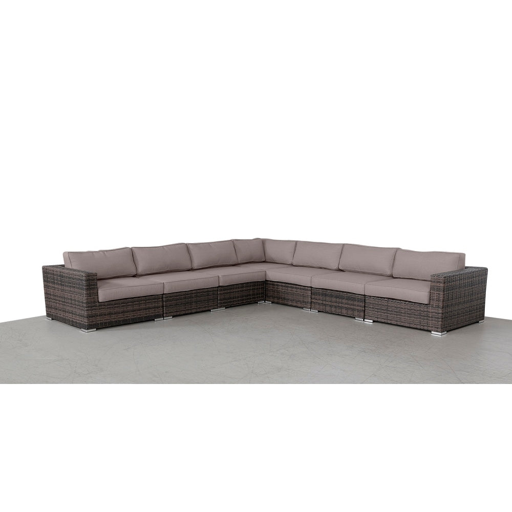 LSI 7 Piece Rattan Sectional Seating Group with Cushions