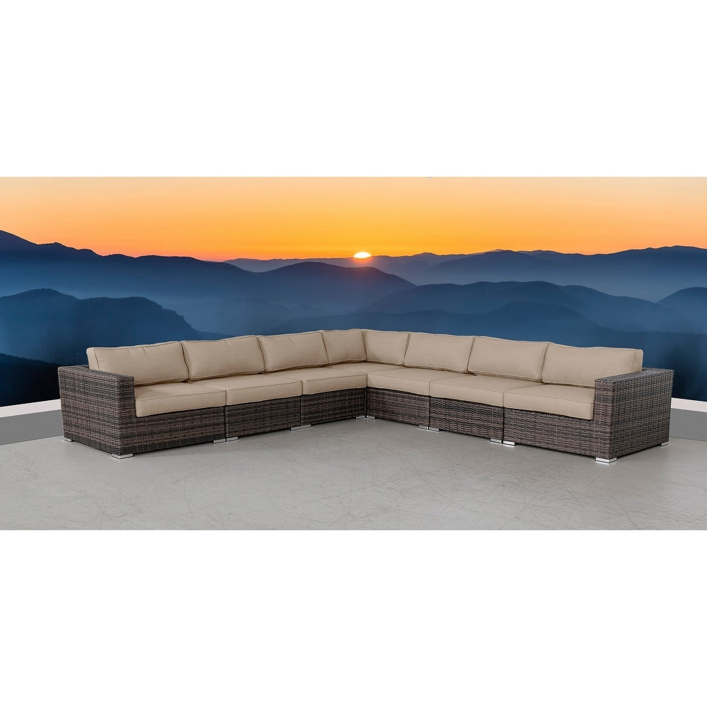 LSI 7 Piece Rattan Sectional Seating Group with Cushions