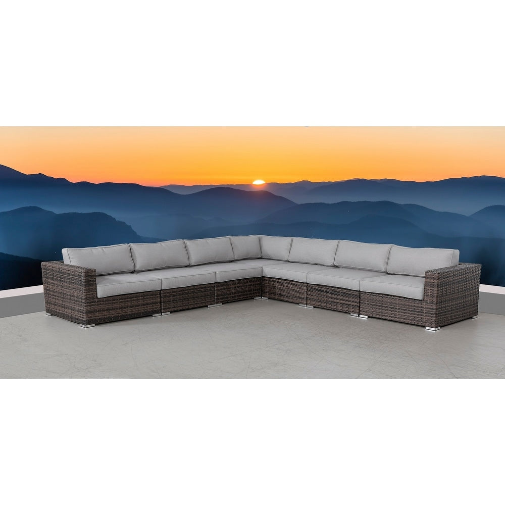 LSI 7 Piece Rattan Sectional Seating Group with Cushions