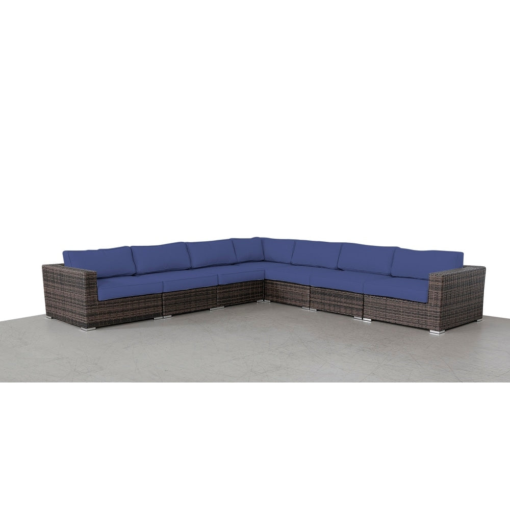 LSI 7 Piece Rattan Sectional Seating Group with Cushions