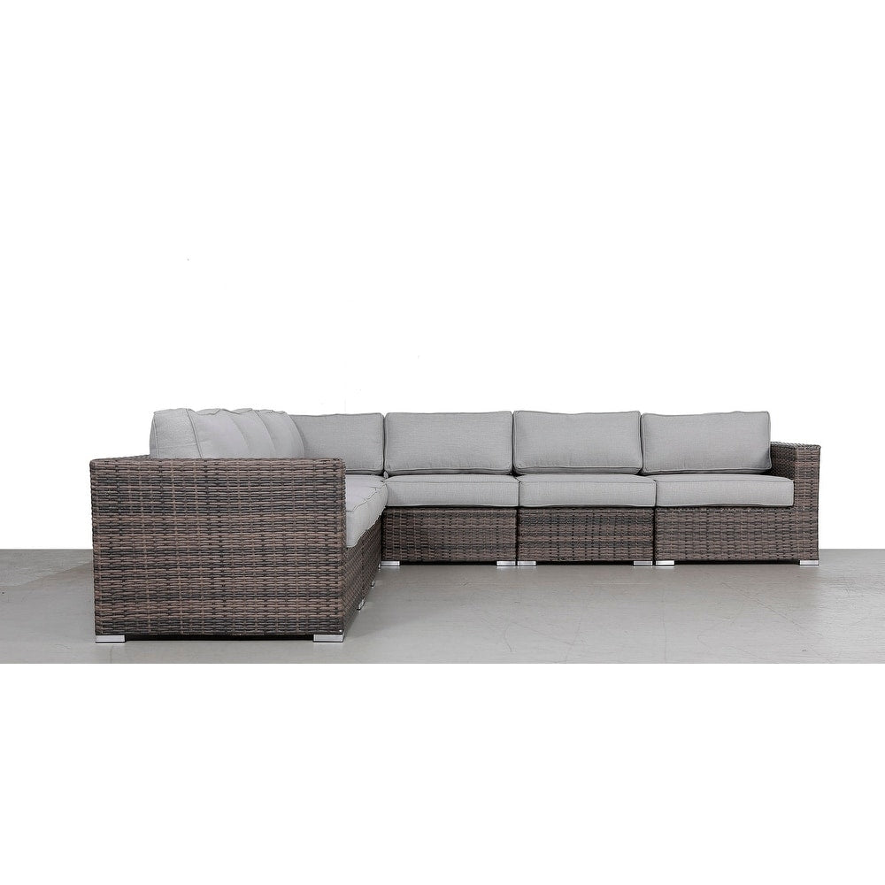 LSI 7 Piece Rattan Sectional Seating Group with Cushions