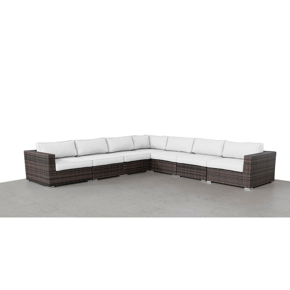 LSI 7 Piece Rattan Sectional Seating Group with Cushions