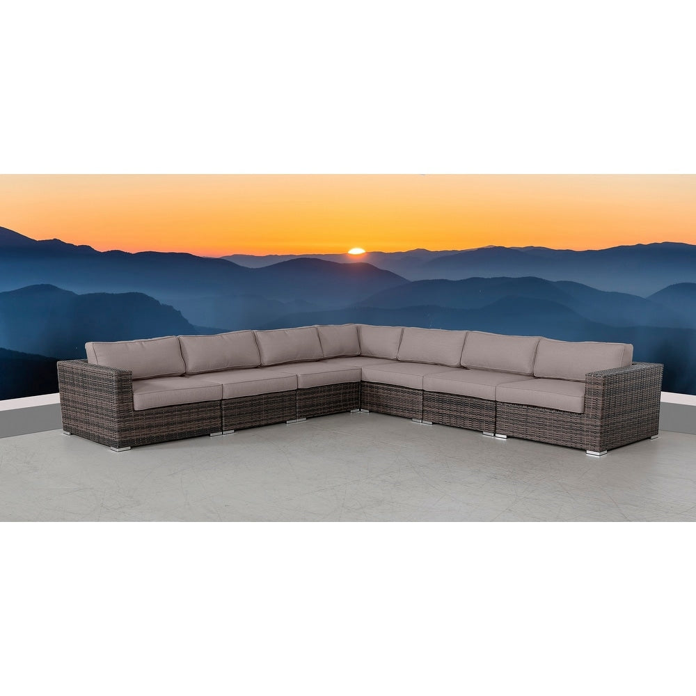 LSI 7 Piece Rattan Sectional Seating Group with Cushions