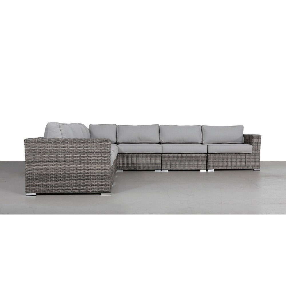 LSI 7 Piece Rattan Sectional Seating Group with Cushions