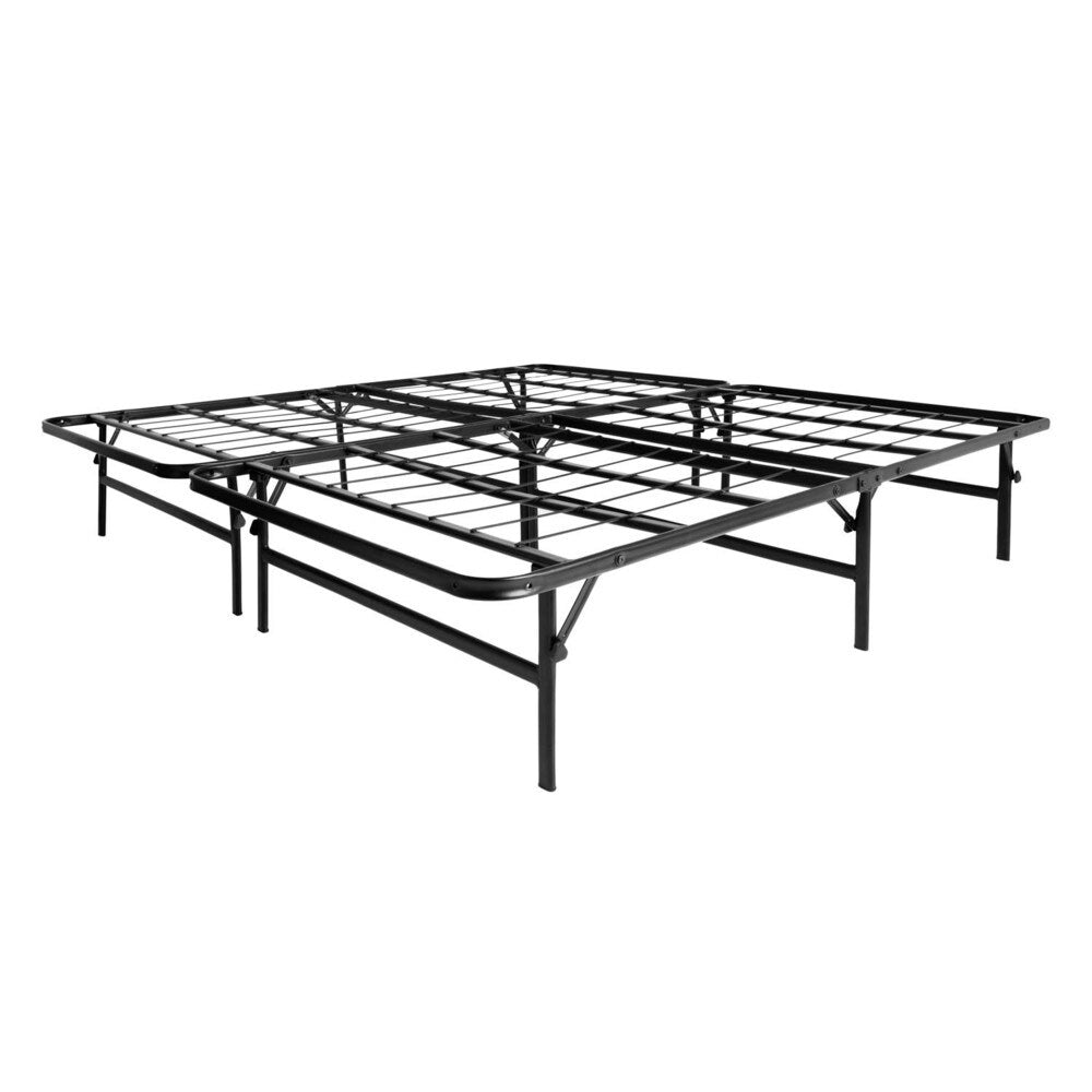 LUCID Foldable Metal Platform Bed Frame and Mattress Foundation Full