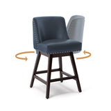 LUE BONA 26 in. Counter Height Upholstered Wood Frame Swivel Bar Stool with Farbic Seat - 19.6"D x 19.6"W x 37"H