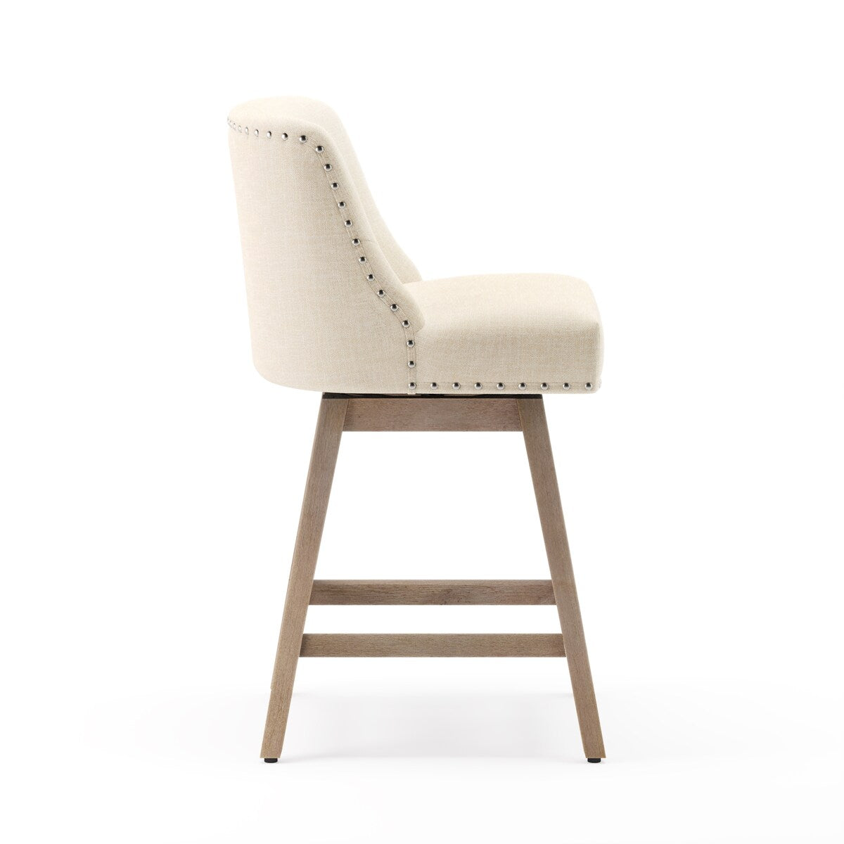 LUE BONA 26 in. Counter Height Upholstered Wood Frame Swivel Bar Stool with Farbic Seat - 19.6"D x 19.6"W x 37"H