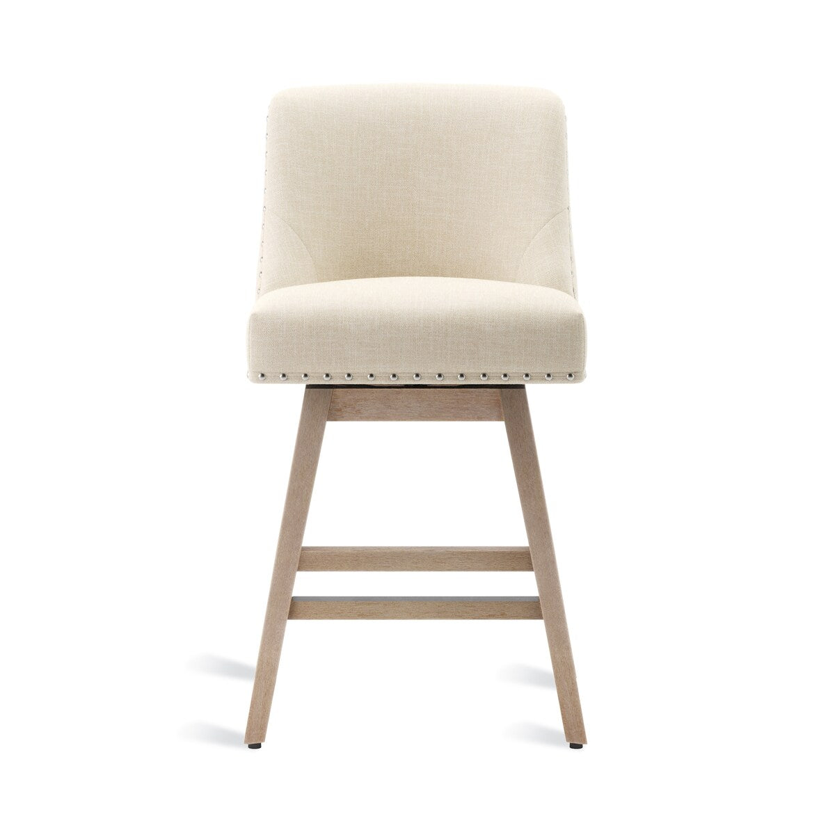LUE BONA 26 in. Counter Height Upholstered Wood Frame Swivel Bar Stool with Farbic Seat - 19.6"D x 19.6"W x 37"H