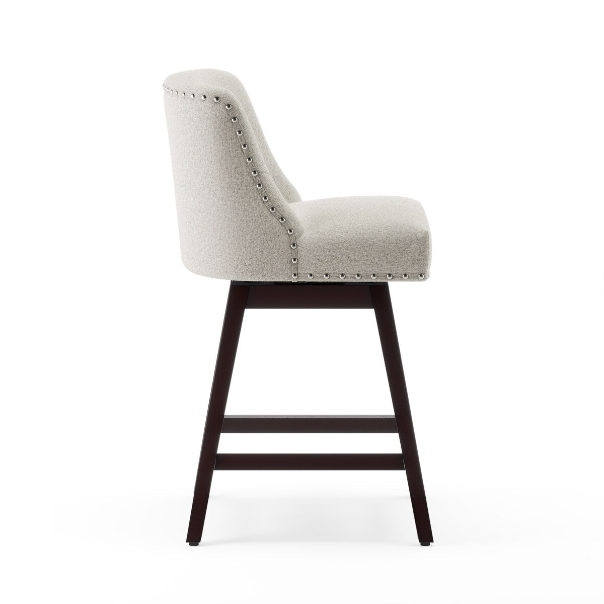 LUE BONA 26 in. Counter Height Upholstered Wood Frame Swivel Bar Stool with Farbic Seat - 19.6"D x 19.6"W x 37"H