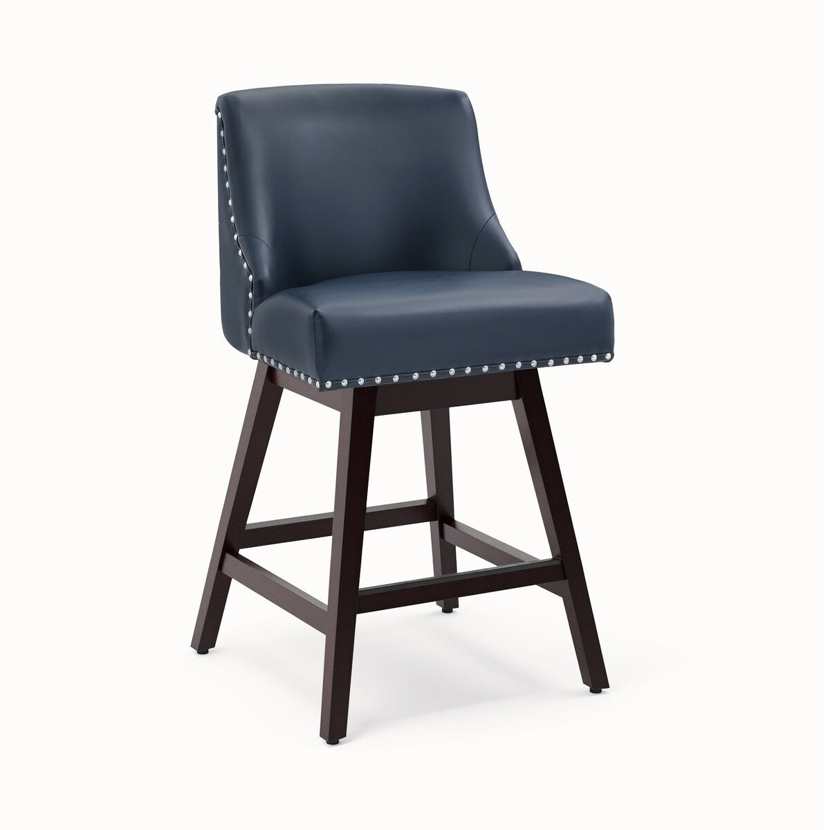LUE BONA 26 in. Counter Height Upholstered Wood Frame Swivel Bar Stool with Farbic Seat - 19.6"D x 19.6"W x 37"H