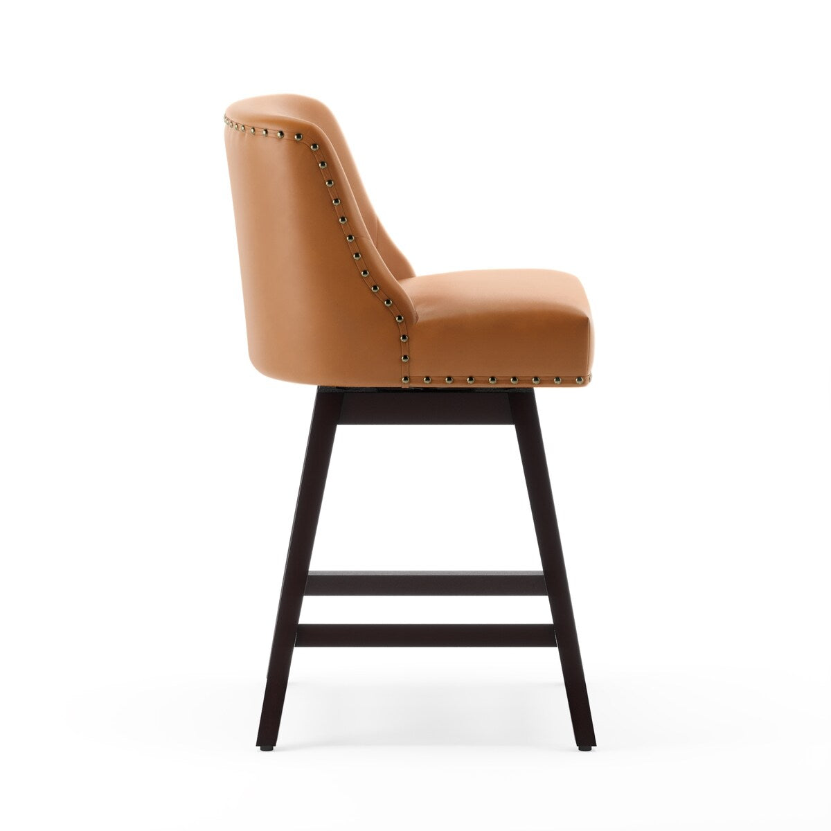 LUE BONA 26 in. Counter Height Upholstered Wood Frame Swivel Bar Stool with Farbic Seat - 19.6"D x 19.6"W x 37"H
