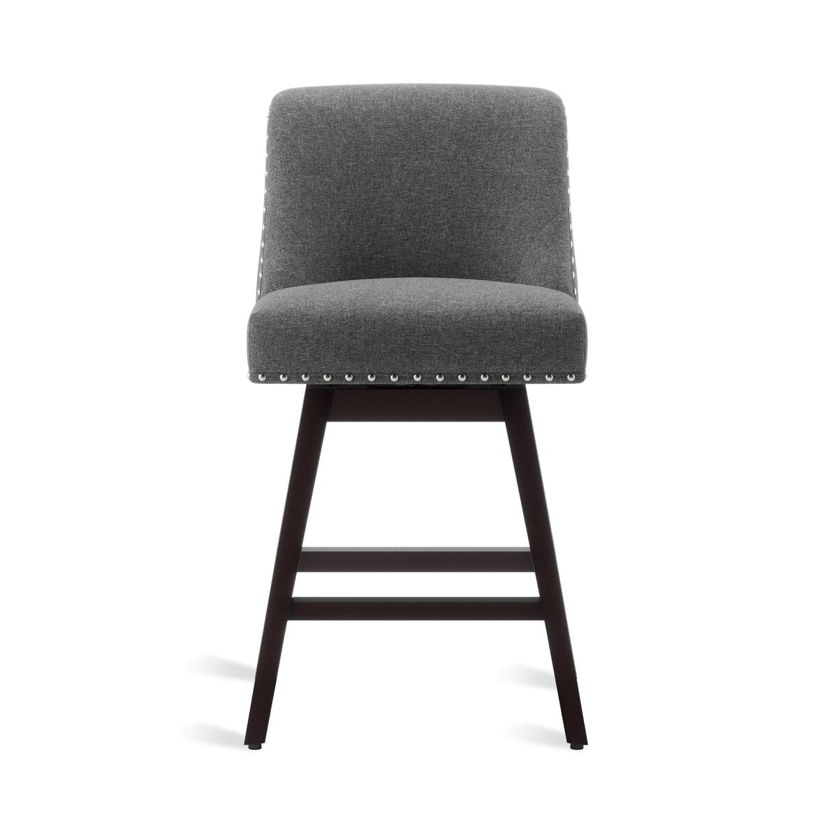LUE BONA 26 in. Counter Height Upholstered Wood Frame Swivel Bar Stool with Farbic Seat - 19.6"D x 19.6"W x 37"H