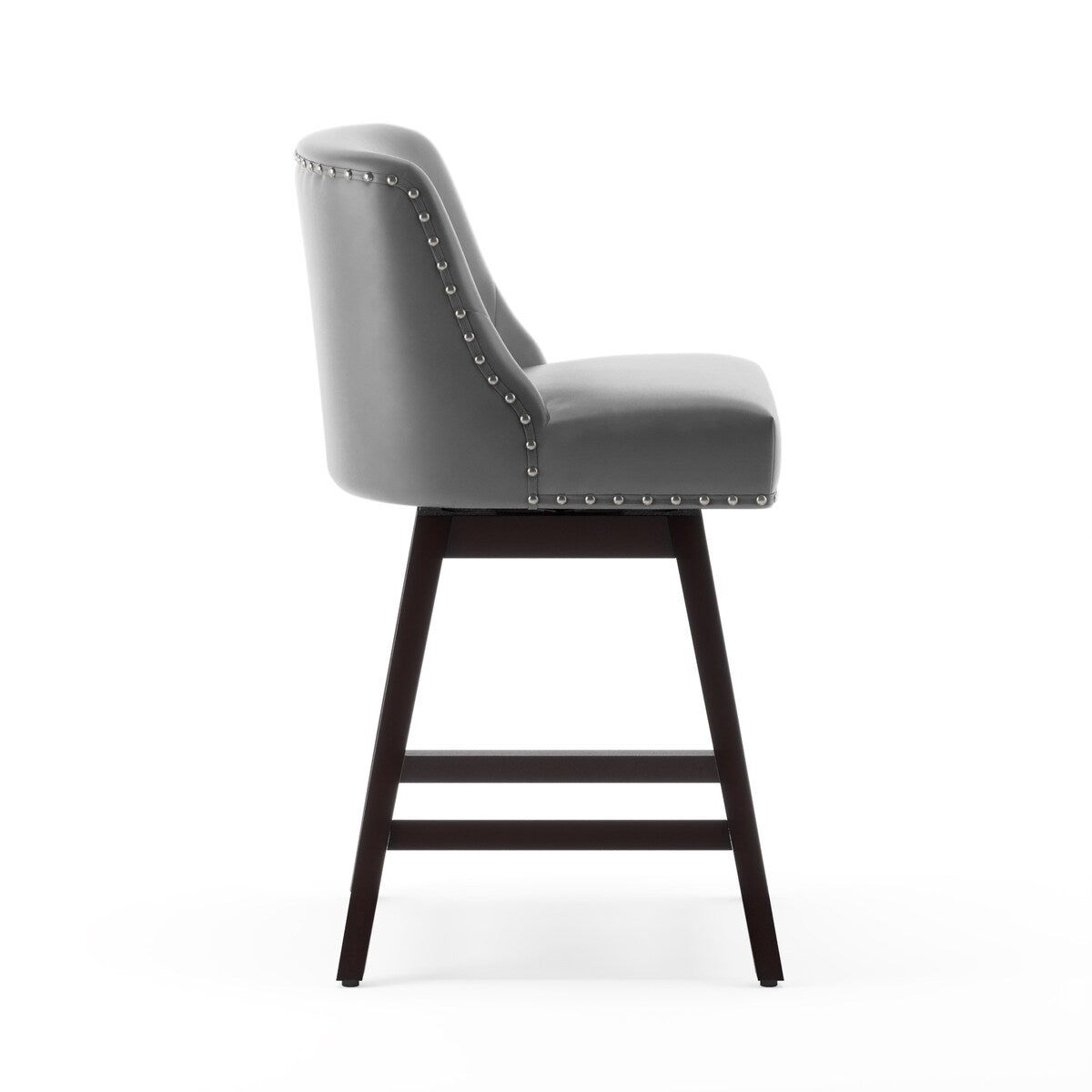 LUE BONA 26 in. Counter Height Upholstered Wood Frame Swivel Bar Stool with Farbic Seat - 19.6"D x 19.6"W x 37"H