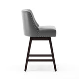 LUE BONA 26 in. Counter Height Upholstered Wood Frame Swivel Bar Stool with Farbic Seat - 19.6"D x 19.6"W x 37"H