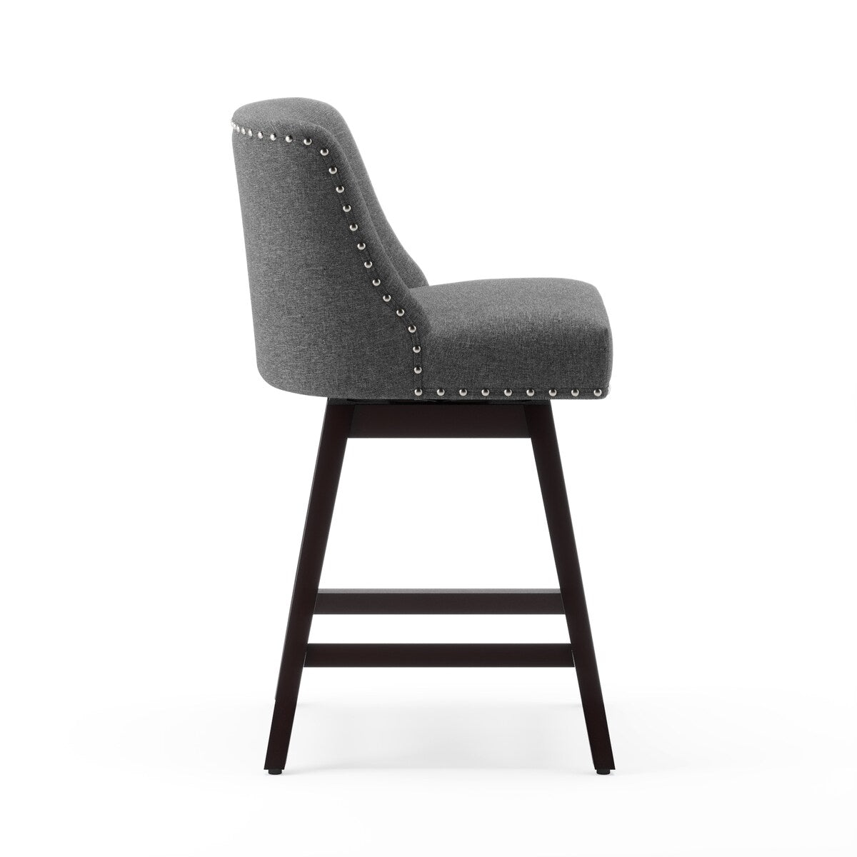 LUE BONA 26 in. Counter Height Upholstered Wood Frame Swivel Bar Stool with Farbic Seat - 19.6"D x 19.6"W x 37"H