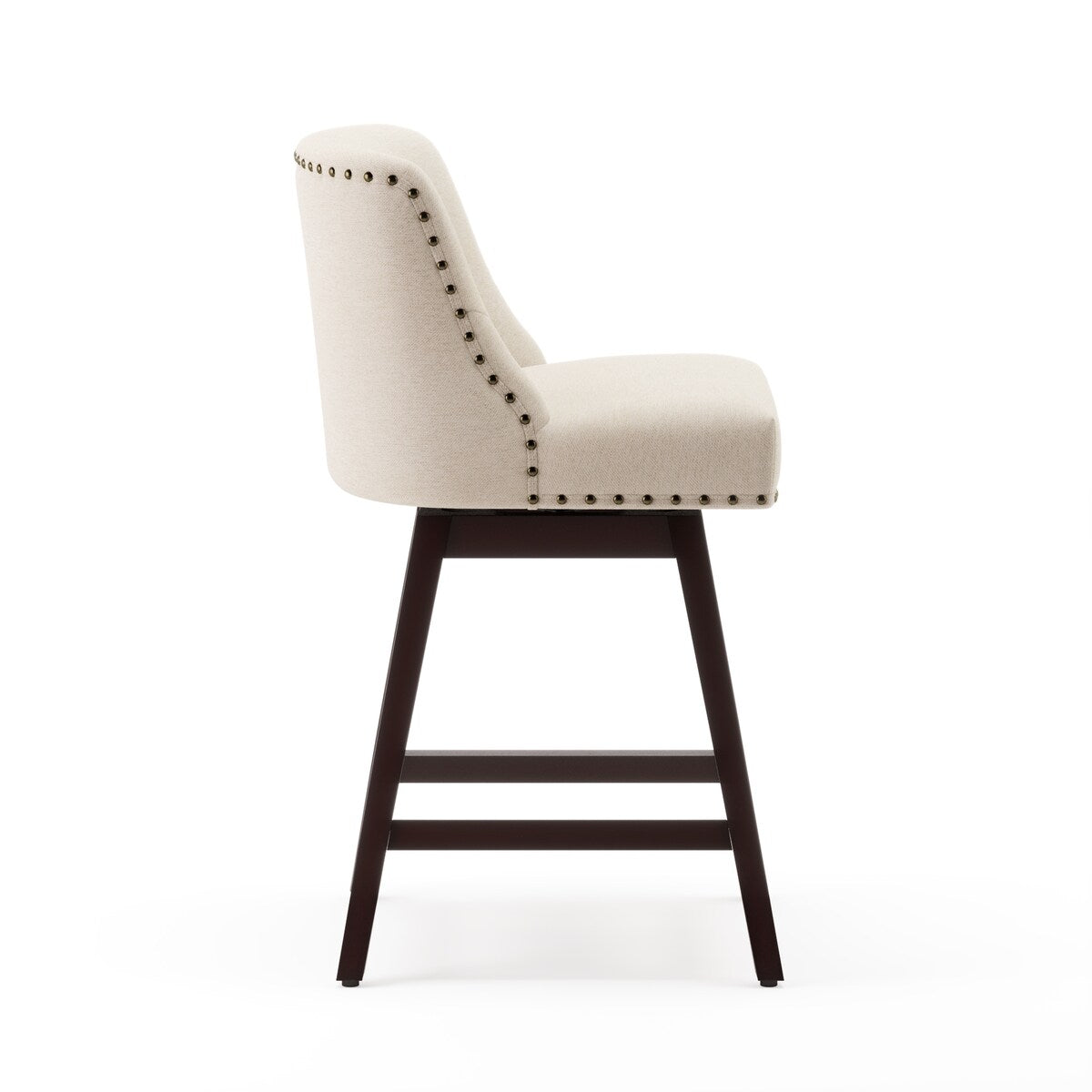 LUE BONA 26 in. Counter Height Upholstered Wood Frame Swivel Bar Stool with Farbic Seat - 19.6"D x 19.6"W x 37"H