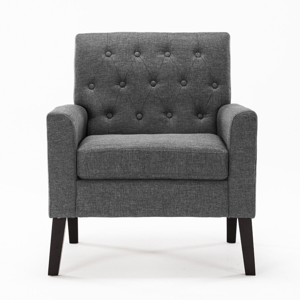 LUE BONA Linen Accent Chair Comfy Living Room Chair with Arms Upholstered Button Tufted Armchair Modern Arm Chairs Set Of 2