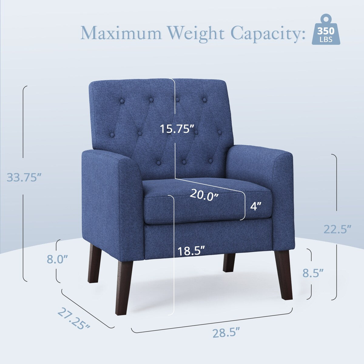 LUE BONA Linen Accent Chair Comfy Living Room Chair with Arms Upholstered Button Tufted Armchair Modern Arm Chairs Set Of 2