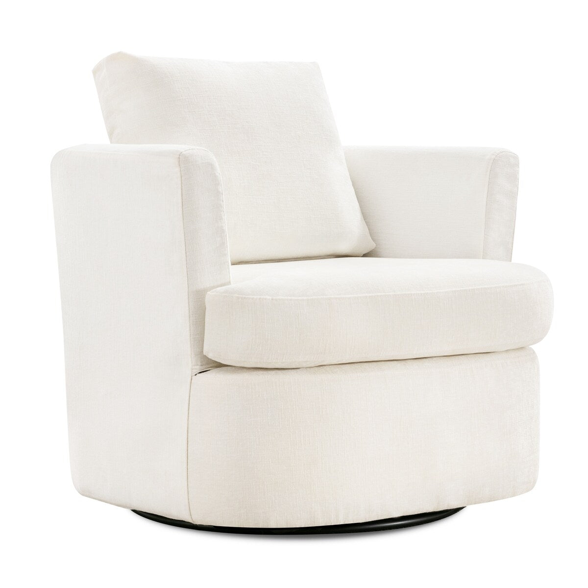 LUE BONA Modern Chenille Upholstered Swivel Accent Barrel Chair Set Modern Swivel Armchair for Living Room