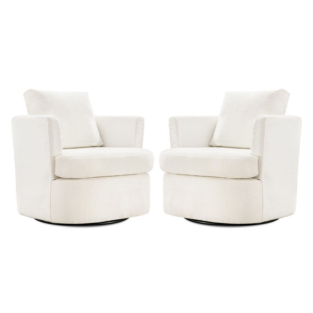 LUE BONA Modern Chenille Upholstered Swivel Accent Barrel Chair Set Modern Swivel Armchair for Living Room