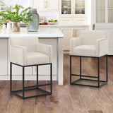 LUE BONA Modern Counter Height Bar Stools Fabric Upholstered Counter Stool