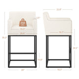 LUE BONA Modern Counter Height Bar Stools Fabric Upholstered Counter Stool