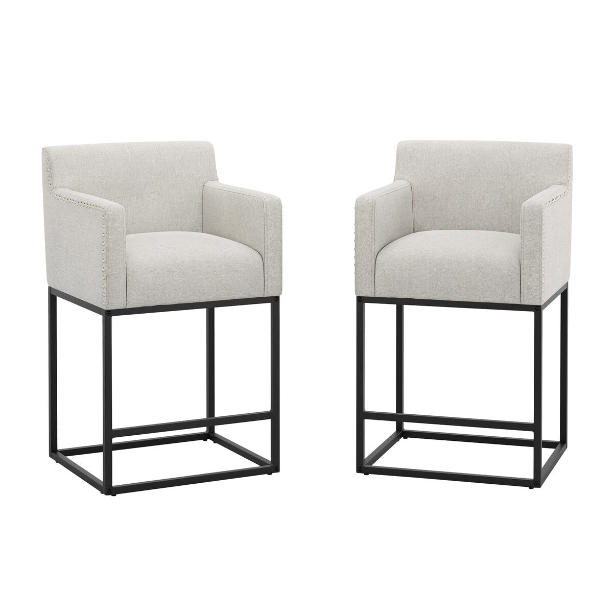 LUE BONA Modern Counter Height Bar Stools Fabric Upholstered Counter Stool