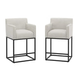 LUE BONA Modern Counter Height Bar Stools Fabric Upholstered Counter Stool