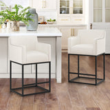 LUE BONA Modern Counter Height Bar Stools Fabric Upholstered Counter Stool
