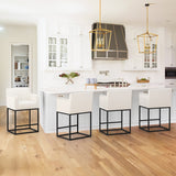 LUE BONA Modern Counter Height Bar Stools Fabric Upholstered Counter Stool