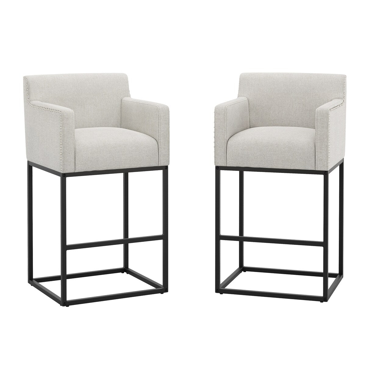 LUE BONA Modern Counter Height Bar Stools Fabric Upholstered Counter Stool