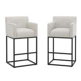 LUE BONA Modern Counter Height Bar Stools Fabric Upholstered Counter Stool