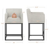 LUE BONA Modern Counter Height Bar Stools Fabric Upholstered Counter Stool