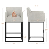 LUE BONA Modern Counter Height Bar Stools Fabric Upholstered Counter Stool