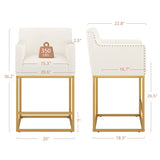 LUE BONA Modern Counter Height Bar Stools Fabric Upholstered Counter Stool