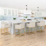 LUE BONA Modern Counter Height Bar Stools Fabric Upholstered Counter Stool