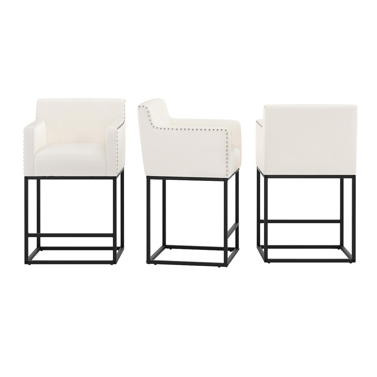 LUE BONA Modern Counter Height Bar Stools Fabric Upholstered Counter Stool