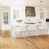 LUE BONA Modern Counter Height Bar Stools Fabric Upholstered Counter Stool