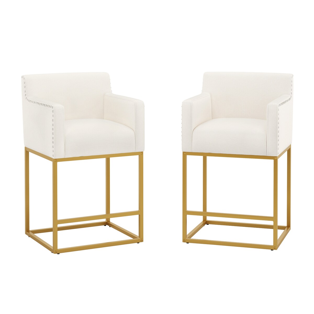 LUE BONA Modern Counter Height Bar Stools Fabric Upholstered Counter Stool