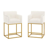 LUE BONA Modern Counter Height Bar Stools Fabric Upholstered Counter Stool