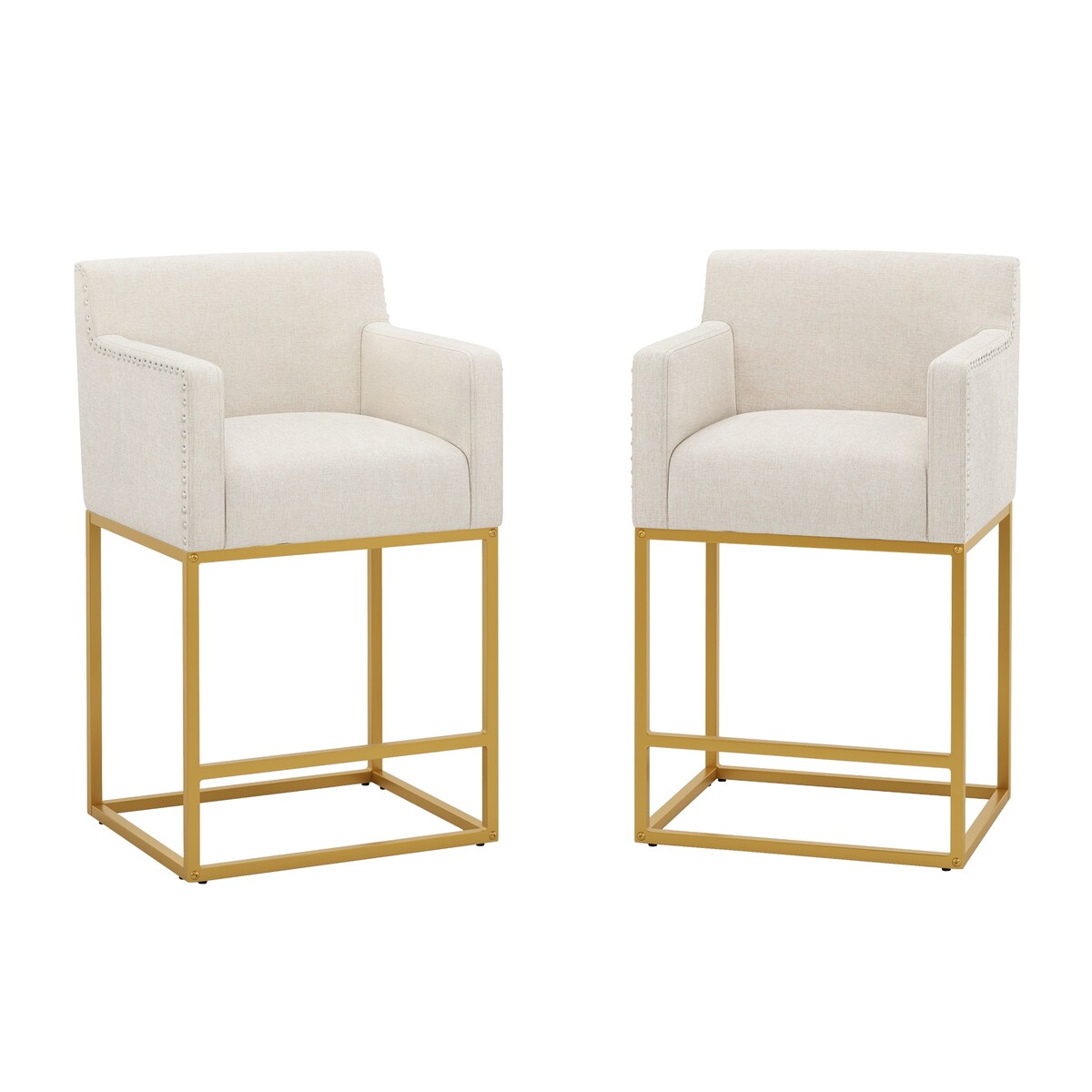 LUE BONA Modern Counter Height Bar Stools Fabric Upholstered Counter Stool