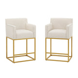 LUE BONA Modern Counter Height Bar Stools Fabric Upholstered Counter Stool