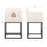 LUE BONA Modern Counter Height Bar Stools Fabric Upholstered Counter Stool