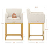LUE BONA Modern Counter Height Bar Stools Fabric Upholstered Counter Stool
